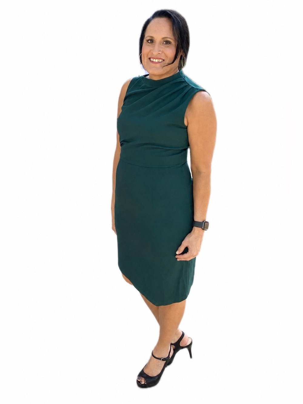AISIZE Emerald Green Asymmetrical Sleeveless Sheath Dress Medium